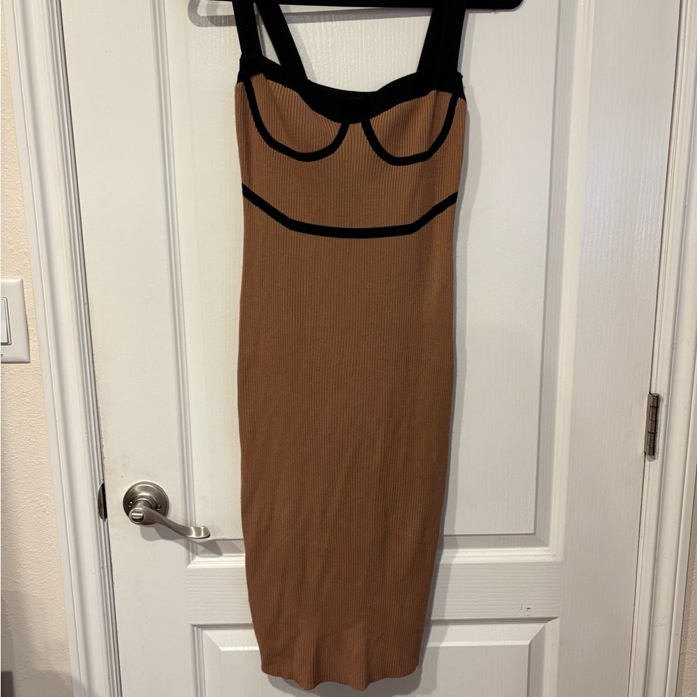 Almost Famous Tan and Black Bodycon Dress